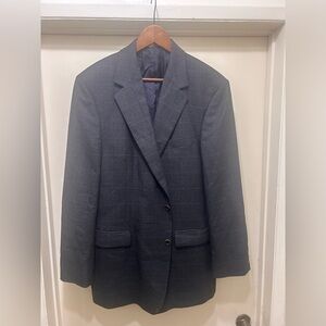 Brooks Brothers 346 Blazer Sport Coat Gray Micro Check Wool Size 44 Long Mens